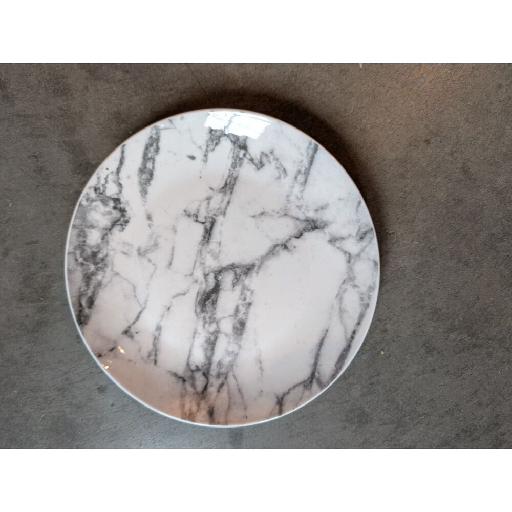 Minimalist Faux Marble Ceramic Salad Plate Aesthetic Accent Dish Prop 8 Inch